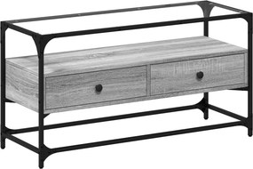 vidaXL szürke sonoma szerelt fa TV-szekrény üveglappal 98 x 35 x 51 cm
