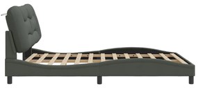 sötétszürke szövet ágykeret LED-es matrac nélkül 160 x 200 cm