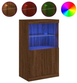 barna tölgy színű tálalószekrény LED-ekkel 60,5 x 37 x 100 cm