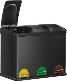 SONGMICS 3 rekeszes pedálos szelektív szemetes, 45 L (3 x 15 L), tintafekete