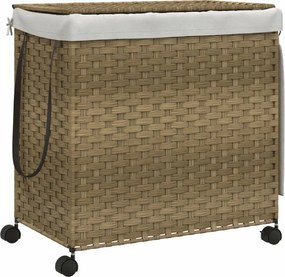 vidaXL polyrattan szennyeskosár kerekekkel 60x35x60,5 cm