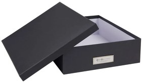 Oskar sötétszürke irattartó doboz címkével, A4 - Bigso Box of Sweden