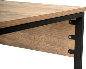 Kétszemélyes tanulóasztal polcokkal – Atlantic Pine &amp; Fekete, 240 cm