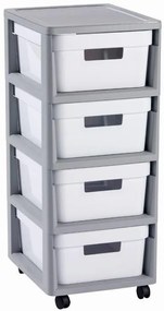 Curver Infinity 4x11L fiókos polc, szürke-fehér