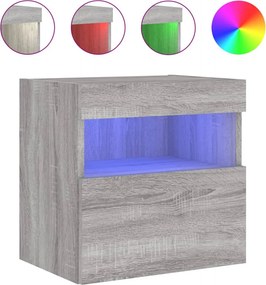 vidaXL szürke sonoma színű fali TV-szekrény LED-ekkel 40x30x40 cm