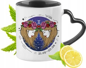 Zodiákus jelek Horoszkóp Bögre Fekete Szív alakú Füllel Ajándék