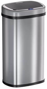 Deuba Érintésmentes, szögletes szemetes USB-vel 50 l - ezüst