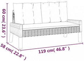 4 részes polyrattan és tömör fa kerti ülőgarnitúra párnákkal