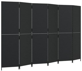 fekete 6-paneles polyrattan térelválasztó