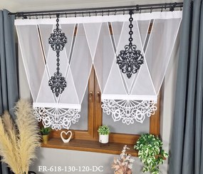 Panelfüggöny áttört fekete díszítéssel FR618 szett 130 cm 115 cm
