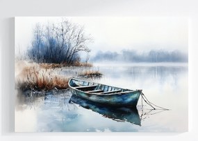 Vászonkép Canvas Tájkép Tó Köd Csónak 120x80