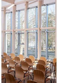 Natúr színű karfás-rakásolható étkezőszék szett 2 db-os tölgyfa dekorral Book – Gazzda