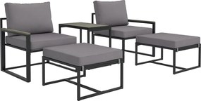 Outsunny 2 Személyes Acél Időjárásálló Erkélybútor Szett 2 Karosszékkel, Ülők Pimenkerekkel, Tálalóasztallal és Lábpihentetővel | Aosom