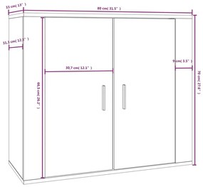 betonszürke szerelt fa tálalószekrény 80x33x70 cm