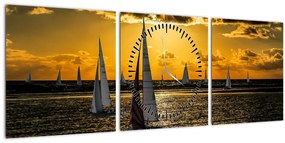 Jacht a naplementében képe (órával) (90x30 cm)