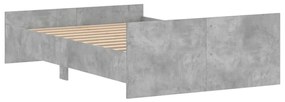 betonszürke ágykeret fej- és lábtámlával 120 x 190 cm