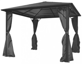 alumínium kerti pavilon antracitszürke függönnyel 300 x 300 cm