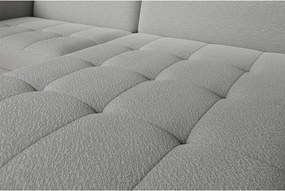 Szürke buklé kinyitható-tárolóhelyes sarokkanapé (bal oldali-heverő résszel) Gomsi – ELTAP