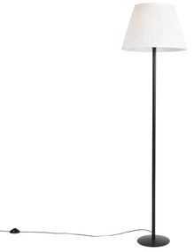 Modern állólámpa fekete fehér redős árnyékolóval 45 cm - Simplo