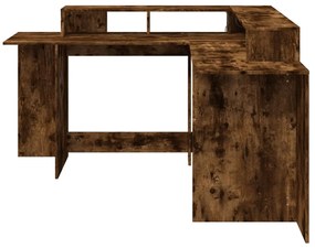 füstös tölgy színű szerelt fa íróasztal LED-ekkel 152x152x91 cm