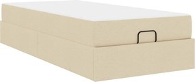 vidaXL Ágykeret matraccal matracmal 2 pcs Krém szövet