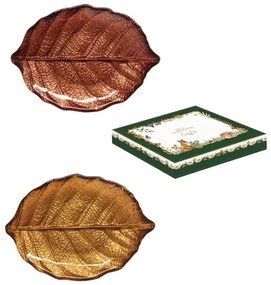 Nyírfalevél őszi üveg tányér 2 db-os szett díszdobozban Forest Dream