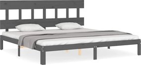 vidaXL szürke tömör fa ágykeret fejtámlával 200 x 200 cm