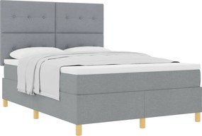 vidaXL Boxrugós ágy matracmal Világosszürke 140 x 190 cm szövet
