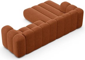 Téglavörös zsenília sarokkanapé (bal oldali-heverő résszel) Lupine – Micadoni