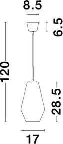 NOVA LUCE 9724101 VEIRO Egyágú Függesztett Lámpa Üveg E27 IP20