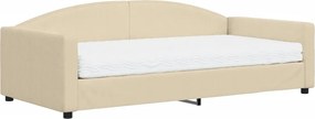 vidaXL krémszínű szövet kanapéágy matraccal 100x200 cm