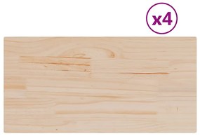 4 db tömör fenyőfa téglalap alakú asztallap 90 x 45 x 2,5 cm