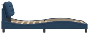 ágykeret LED-ekkel matrac nélkül 90x200 cm kék szövet