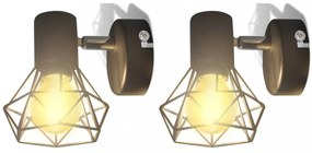 2 db ipari stílusú drótháló árnyékolós led-es fali lámpa fekete