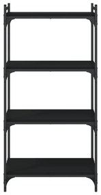 4 szintes fekete szerelt fa könyvespolc 60 x 30 x 120 cm