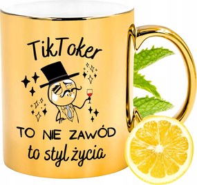 Arany csillogó bögre TikToker Ajándék Nyomtatott Fotóval