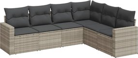 vidaXL 6 részes világosszürke polyrattan kerti ülőgarnitúra párnákkal