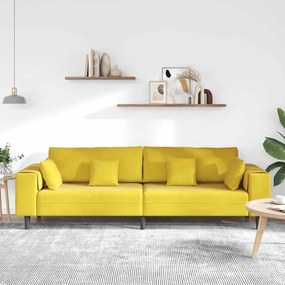 Bársony Kanapé párnával Sárga 210 cm Bársony
