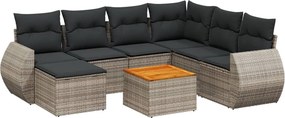 vidaXL 8 részes szürke polyrattan kerti ülőgarnitúra párnákkal