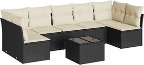 vidaXL 8 részes fekete polyrattan kerti ülőgarnitúra párnákkal