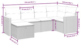 6 részes fekete polyrattan kerti ülőgarnitúra párnákkal