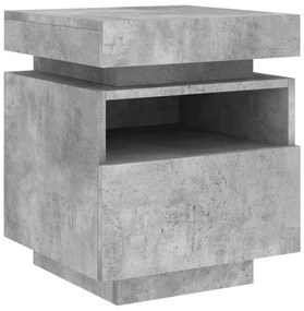 Betonszürke éjjeliszekrény LED-fényekkel 40x39x48,5 cm