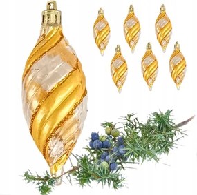 Karácsonyfa Dísz Csep Formájú 11CM Arany Csilámmal Műanyag Biztonságos Akasztóval