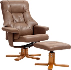 HOMCOM Fotel lábtartóval, Forgatható TV Fotel Dönthető Funkcióval, Kárpitozott Fotel Nappalihoz, Hálószobához, Mikroszálas Barna, 78 x 82.5 x 109 cm |