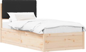 vidaXL Ágykeret Kárpitozott Fejtámlával fejtámlával Fekete 80 x 200 cm