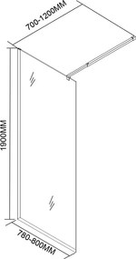 River walk in zuhanyfal 80x190 cm fekete