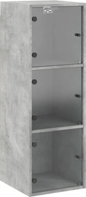 vidaXL betonszürke faliszekrény üvegajtókkal 35x37x100 cm