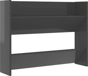 vidaXL magasfényű szürke szerelt fa fali cipősszekrény 80 x 18 x 60 cm
