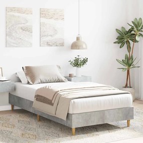 betonszürke szerelt fa ágykeret matrac nélkül 90 x 190 cm