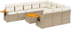 vidaXL 11 részes bézs polyrattan kerti ülőgarnitúra párnákkal